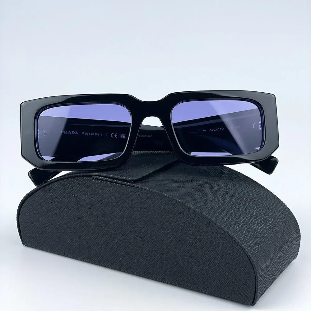 NEW Prada PR06YS 02Z01O Black Blue Rectangle Unisex Sunglasses - Picture 2 of 11